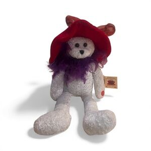 Vintage Chantilly Lane Musical Singing Bear Plush Red Hat Society Collector TAG